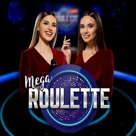 Mega Roulette online game logo by Pragmatic Play on luckywinscasino.eu