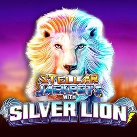 Jackpots logo of Stellar Jackpots with Silver Lion from Lightning Box Game at LuckyWins Casino